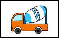 How to Draw a Cement Mixer Truck Easy