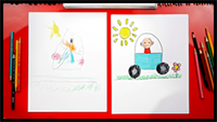 PRESCHOOL: Drawing a Shape Car with Olivia (Rectangle & Circles)