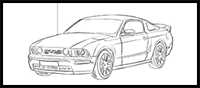 how to draw a mustang