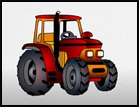 How to draw a Tractor step by step for beginners