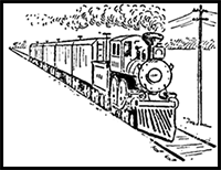 Drawing Trains in One Point Perspective with Easy Step by Step Tutorial
