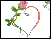 How to Draw a Rose With a Heart